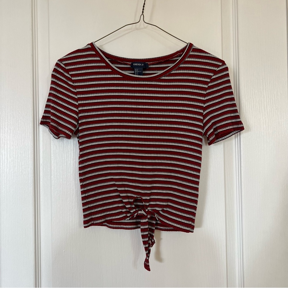 Striped Tie Front Top